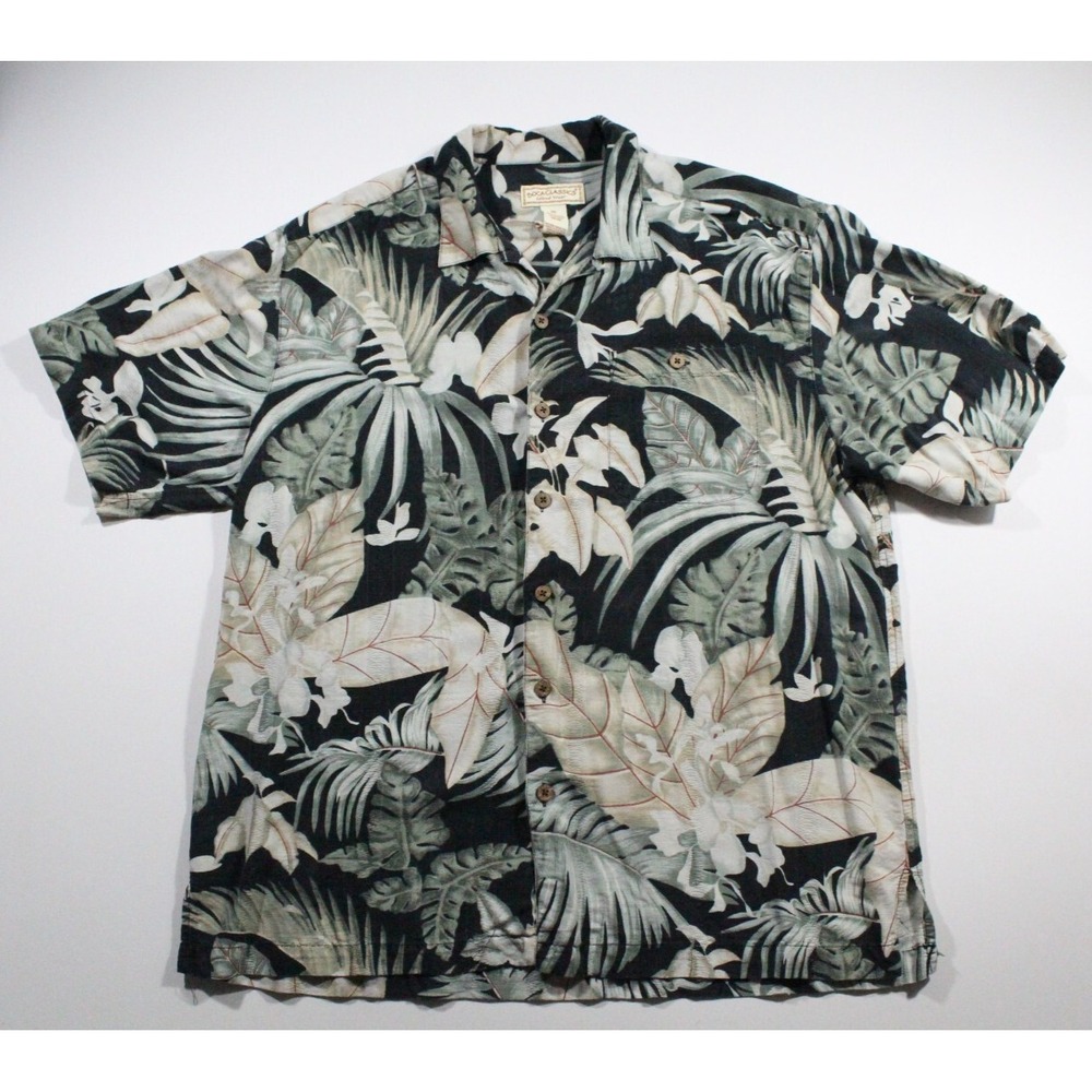 Vintage Boca Classics Men's Size XL‎ 100% silk Camp Collar Floral Hawaiian shirt